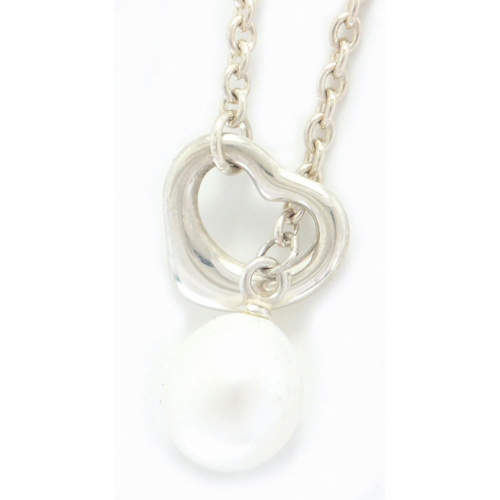 TIFFANY Co Elsa Peretti Open Heart Lariat Freshwater Pearl Pendant Necklace - Picture 2 of 5